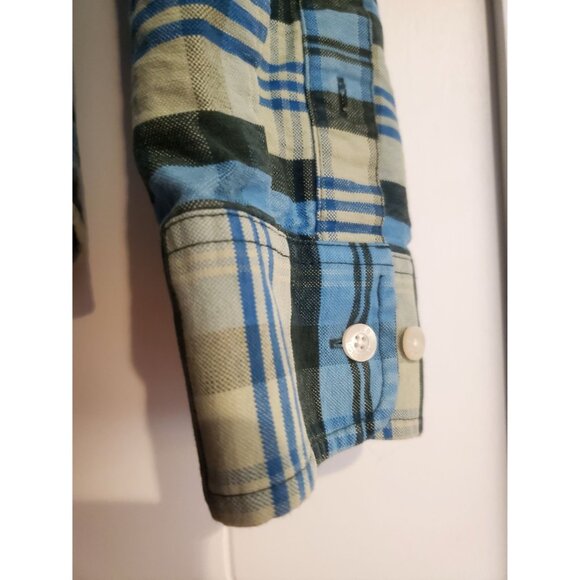L.L. Bean Signature Mens Slim Fit Button-Up Shirt XXL Plaid Blue & Green Cotton - Picture 3 of 7